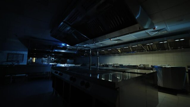 Professional industrial empty kitchen at the restaurant or cafe.