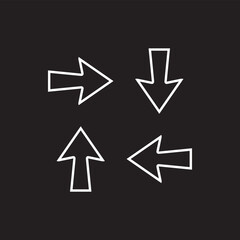 Arrows in different directions icon vector. Four Arrows icon sign symbol vector. Recycling vector icon illustration isolated on black background
