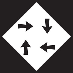 Arrows in different directions icon vector. Four Arrows logo design. Recycling vector icon illustration in rhombus isolated on black background
