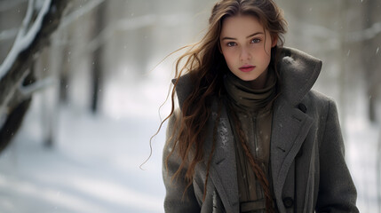 portrait of a woman winter coat 