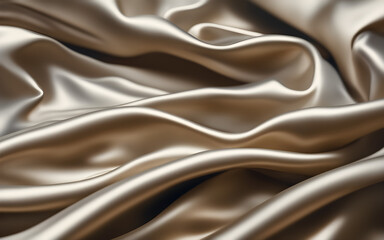 Closeup on a wavy and shiny drapery crease wavy crumpled for design, luxurious