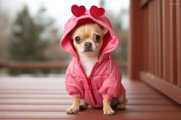chihuahua puppy in Valentine's costume