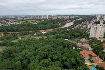 Fototapeta na wymiar Piracicaba aerial view panorama December 2023, with the river at background
