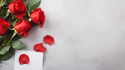 Valentines day greeting card with red roses