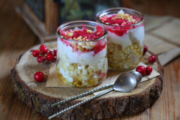 New Year's dessert on wooden background