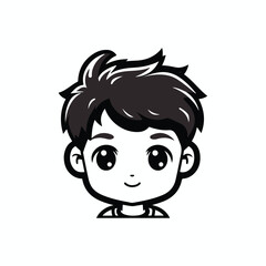 cute little boy with smile icon illustration avatar of cute handsome boy cartoon style