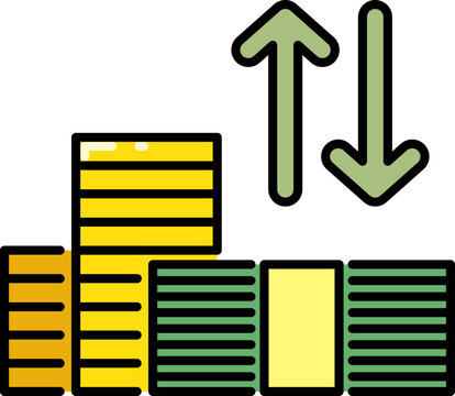 financial growth concept: coins, arrows, up and down clip art preview