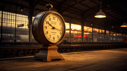 Vintage wall clock on the train station