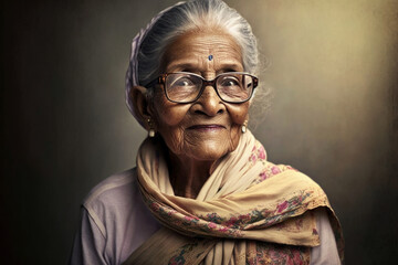 Portrait of a smiling elderly Indian woman