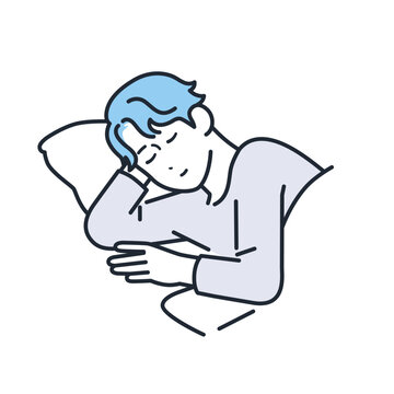 recommend clip art: 眠る若い男性のシンプルなベクターイラスト素材