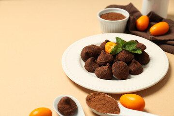 Chocolate truffles, concept of delicious sweet food