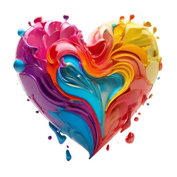 splash multicolor heart in white solid background