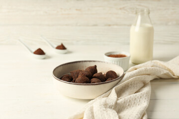 Chocolate truffles, concept of delicious sweet food