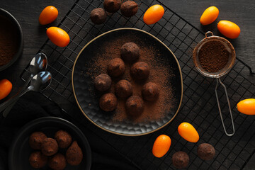 Chocolate truffles, concept of delicious sweet food