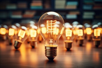 Light Bulbs as symbol of idea, Creativity, Education, Learning. - obrazy, fototapety, plakaty