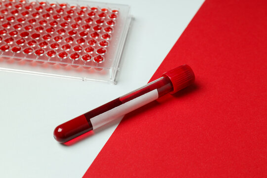 Human Blood In Test Tubes On The Table