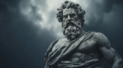 Fotobehang muscular statue of a greek philosopher on a cloudy background © Salander Studio