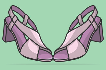 Elegant Ladies Footwear Sandals Shoes Pair vector illustration. Beauty fashion objects icon concept. Pair of new arrival women fashion sandals vector design.