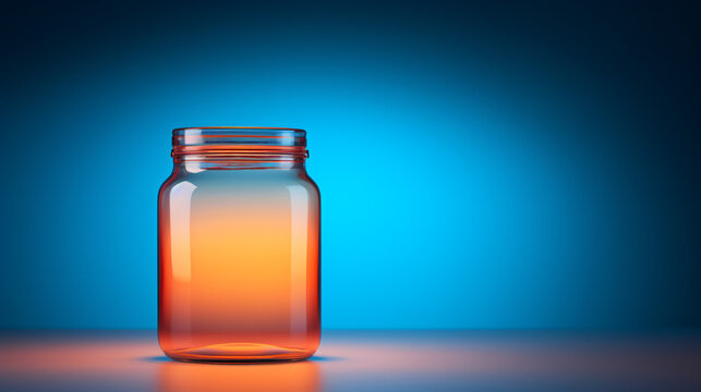 Closed empty glass jar