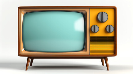 Televisor retro, antiguo sobre fondos lisos de diferentes colores - obrazy, fototapety, plakaty
