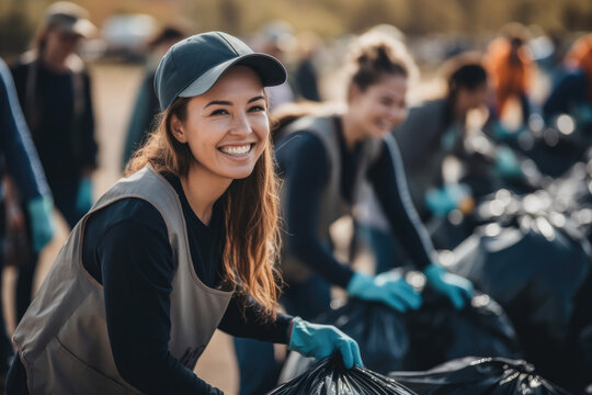 Group of young and diversity volunteer enjoy charitable social work outdoor in cleaning up garbage and waste separation project, Save the planet.