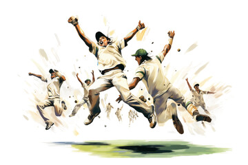 Spirited Cricket Craze Showcase on a transparent background - obrazy, fototapety, plakaty
