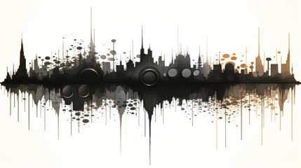 Audio Equalizer. Black Soundwave on white background. Audio Digital Equalizer Technology - obrazy, fototapety, plakaty