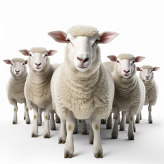 Fototapeta premium Sheep on a white background, ai technology