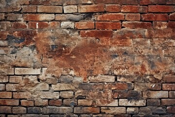 Old brick wall with chipping natural stone cladding - Grunge background