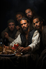 Fototapeta premium Scene of the life and figure of Jesus of Nazareth. Generative AI.