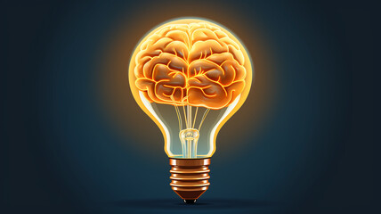 Creative idea with brain and light bulb