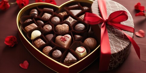 Chocolates delighted in the assortment of decadent chocolates carefully nestled in a heart-shaped...