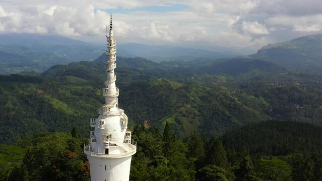 Top view of Center Ambuluwawa Biodiversity Complex, Gampola near Kandy, Sri Lanka.