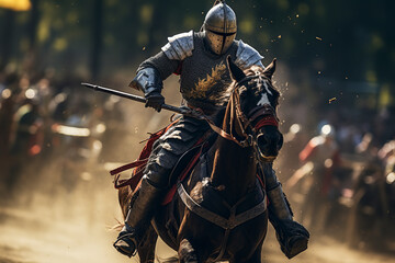Medieval royal jousting tournament - showcasing the chivalrous competition of knights on horses in a traditional historical sport.