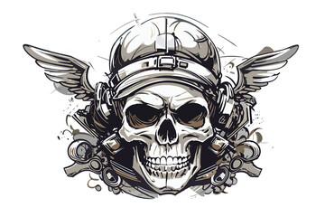 Winged Abstract Skull Illustration