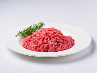 Minced meat on a white plate