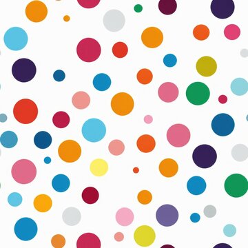 Seamless pattern with dots, colored circles on a white background. Print for fabric. Wallpaper. Simple bright design. Children's drawing