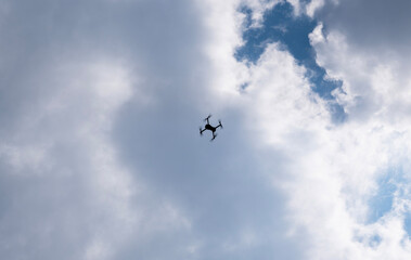 Fototapeta na wymiar Flying drone in the sky