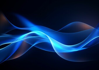 Abstract flowing dark blue curve shape wave with soft gradient blue and dark colors background