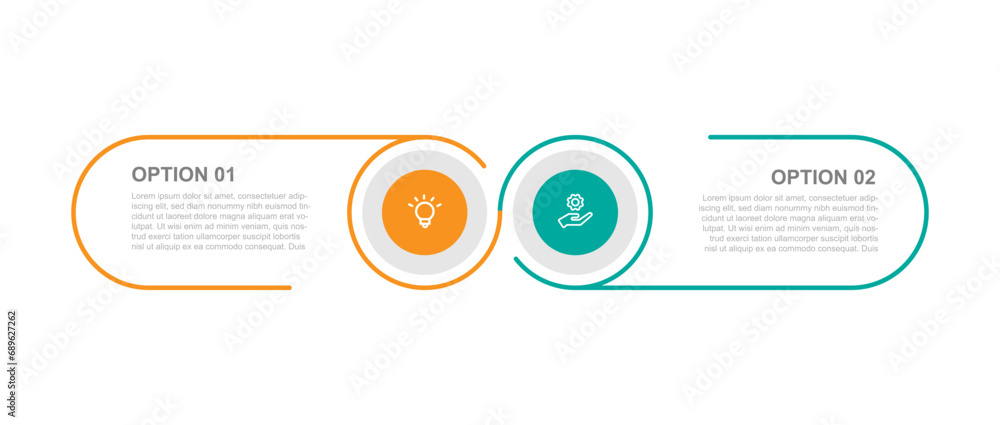 Poster 2 step process infographic template vector element for business presentation and information graphic 