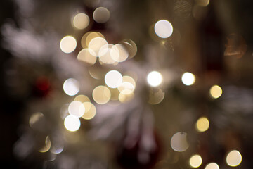 Festive Christmas lights captured in a beautiful blurred style, creating a magical and celebratory...