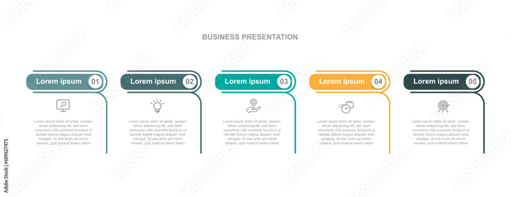 Poster business template infographic vector element with 5 step process or options