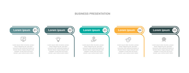 Business template infographic vector element with 5 step process or options 