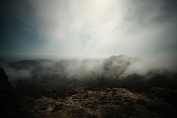 clouds in the mountains