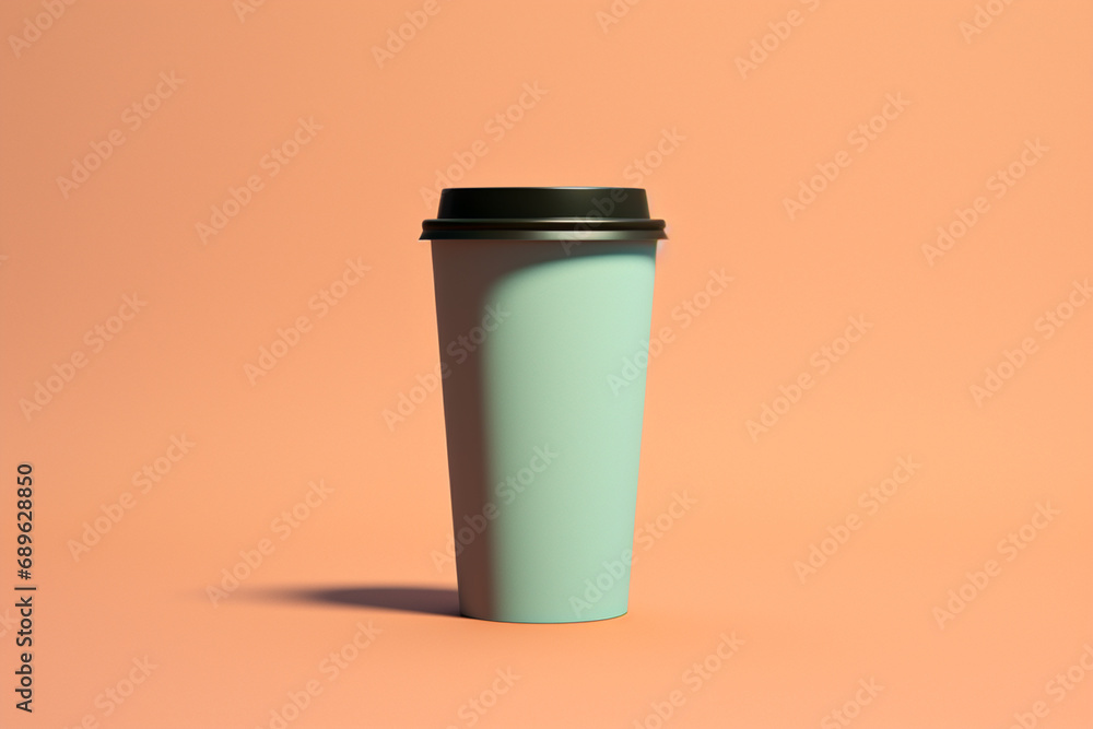 Poster a sleek and minimalistic pixel art representation of a coffee cup, blending retro aesthetics with mo