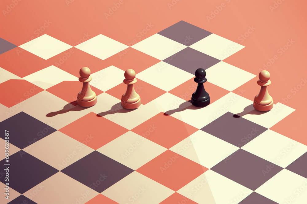 Aufkleber A minimalistic pixel art illustration featuring a chessboard pattern, emphasizing simplicity and geometric precision.