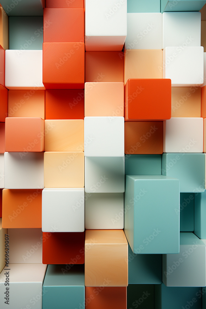 Poster Clean and minimal pixel art featuring an abstract pattern of cubes, emphasizing simplicity and geometric aesthetics.