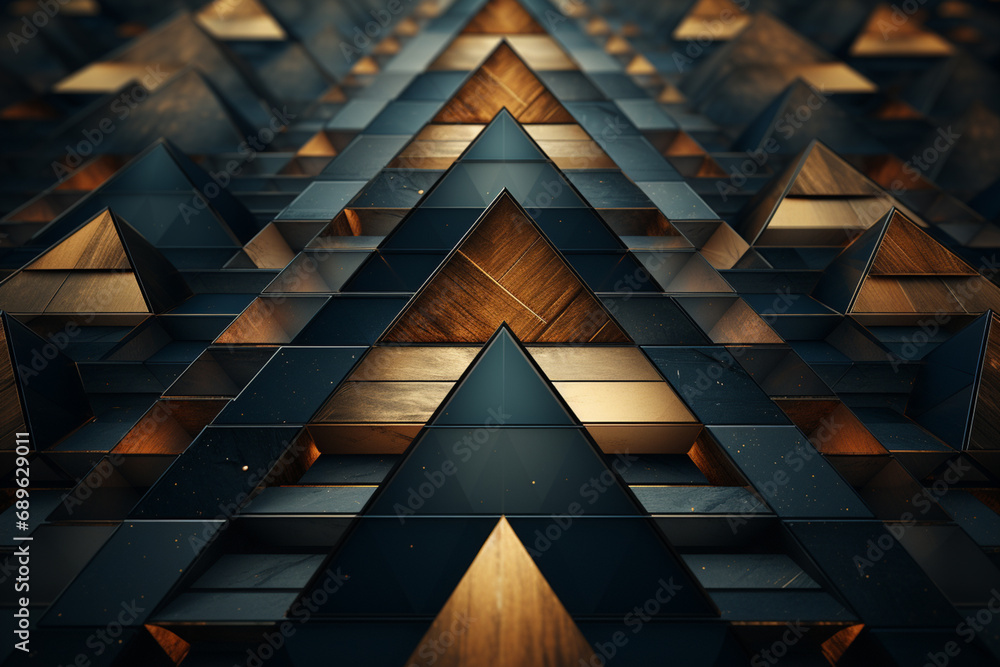 Poster elegant pixel art featuring a geometric pattern of pyramids, showcasing simplicity and visual symmet