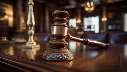 judge gavel on a wooden table close-up. fairness of the trial and sentencing.