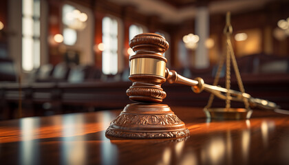 judge gavel on a wooden table close-up. fairness of the trial and sentencing.